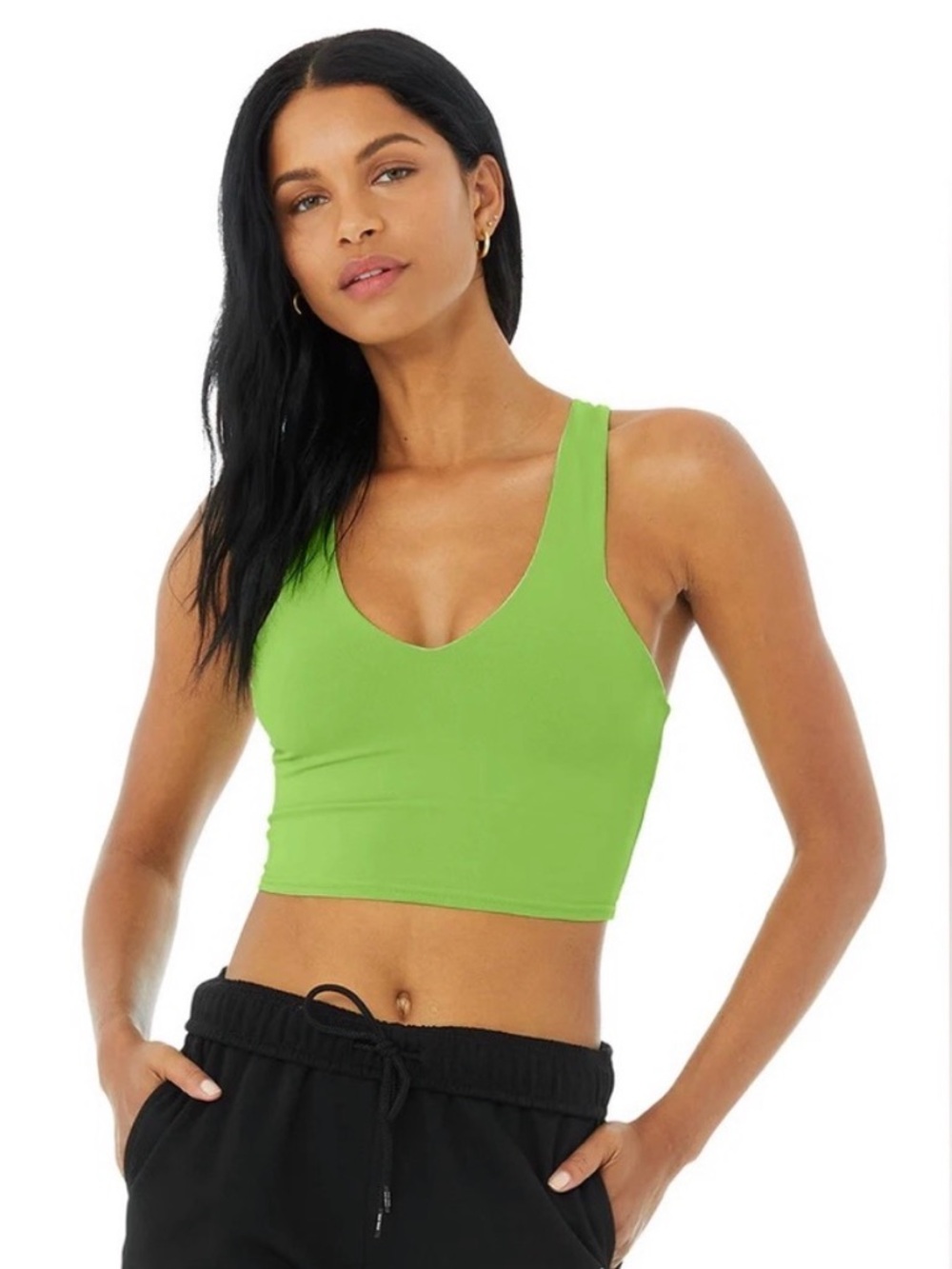 Alo Airbrush Bra Tank Top, Small, Green Apple